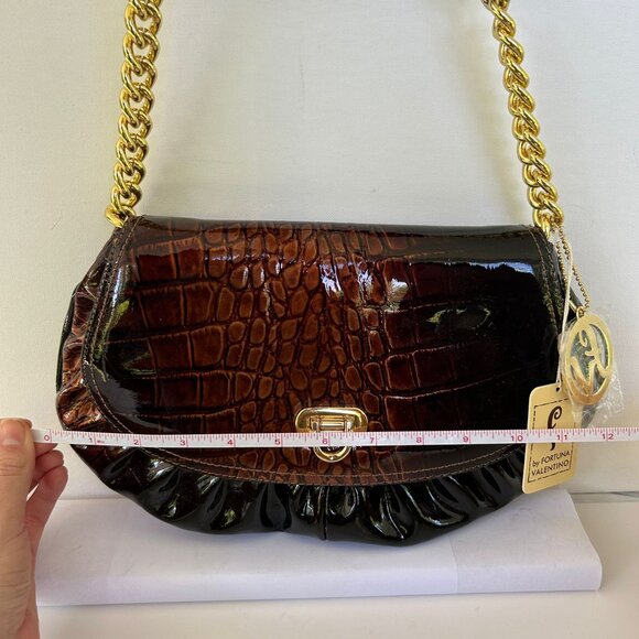 Fortuna Valentino Brown Leather Handbag Brand New - Picture 9 of 11